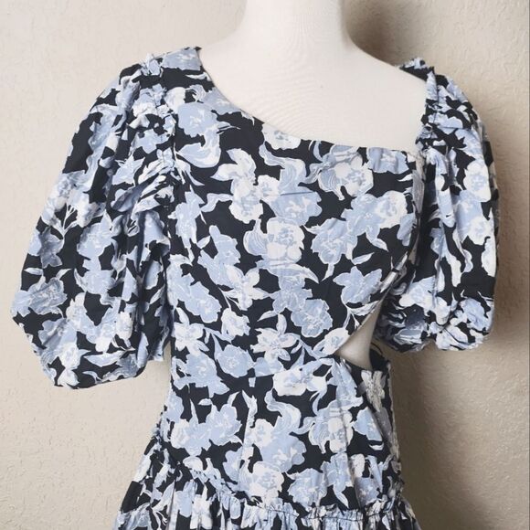 Sofie the Label Floral Cutout Side Puff Sleeve Mini Dress Black Size S - Picture 6 of 12